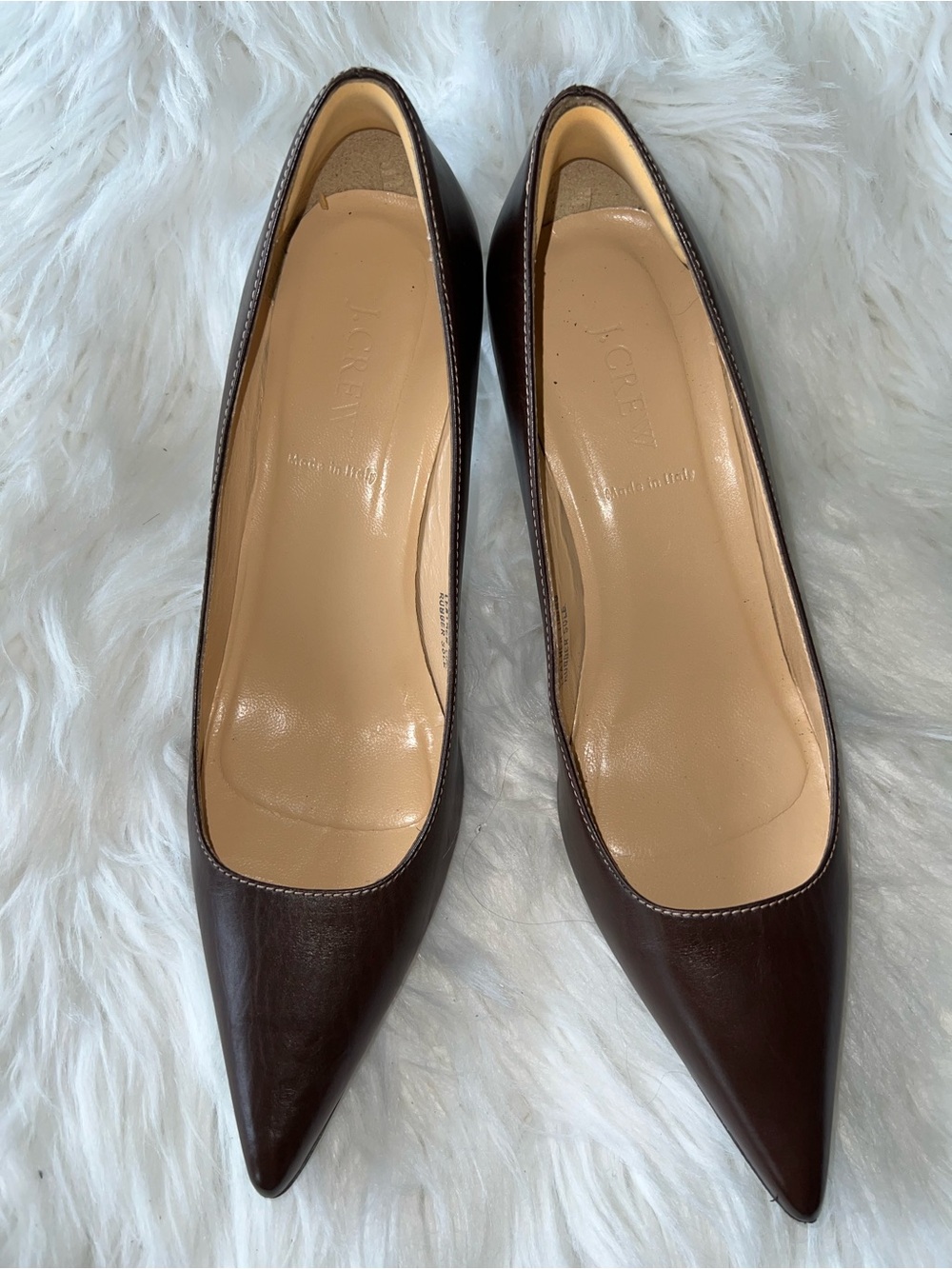 J. Crew Dark Brown Pointed-Toe Leather Pumps